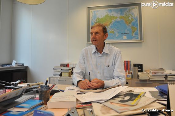 Etienne Mougeotte lors d'une conférence de rédaction du Figaro, en septembre 2009