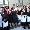 Des femmes de chambre manifestent à l'occasion du procès DSK, le 6 juin 2011 à New York.