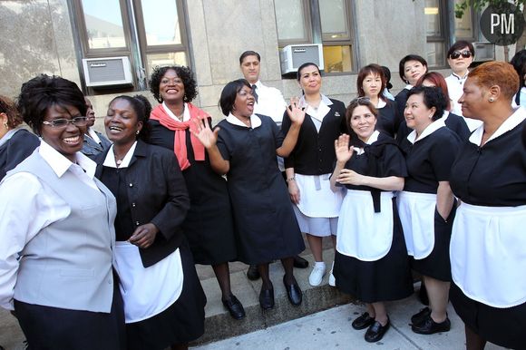 Des femmes de chambre manifestent à l'occasion du procès DSK, le 6 juin 2011 à New York.