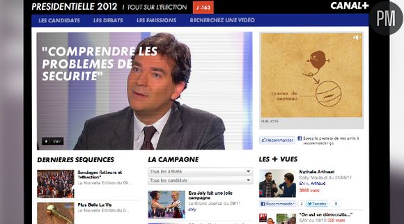 Le site de Canal + consacré à la présidentielle.