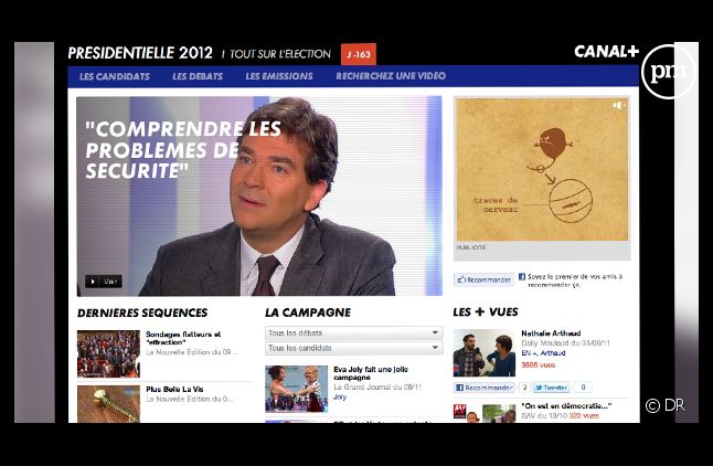 Le site de Canal + consacré à la présidentielle.