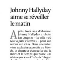 "Johnny Hallyday aime se réveiller le matin" à la Une du Monde !