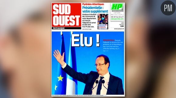 La Une de Sud Ouest du 7 mai 2012.