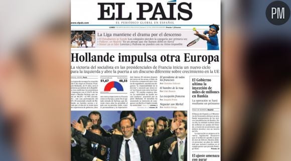 A la Une d'El Pais, le 7 mai 2012.