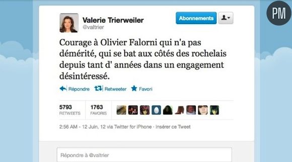 Le tweet de Valérie Trierweiler