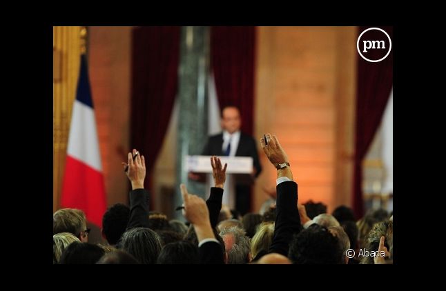 Des journalistes pendant la grande conférence de presse de François Hollande, le 13 novembre 2012.