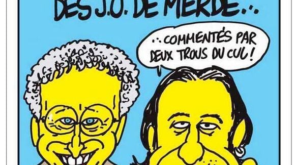 "Des J.O. de merde commentés par deux trous du cul" à la Une de "Charlie Hebdo"