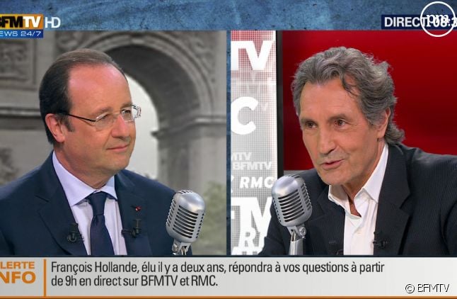 François Hollande face à Jean-Jacques Bourdin sur BFMTV.