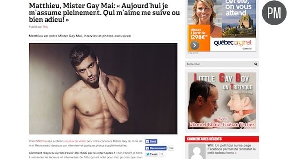 Le Mister Gay de mai de "Têtu" poste des "propos choquants"