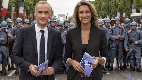 Défilé du 14 juillet : Gilles Bouleau et Anne-Claire Coudray pour TF1, Marie Drucker pour France 2