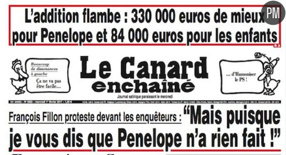 Le Canard enchaîné sur l'affaire Penelope Fillon.