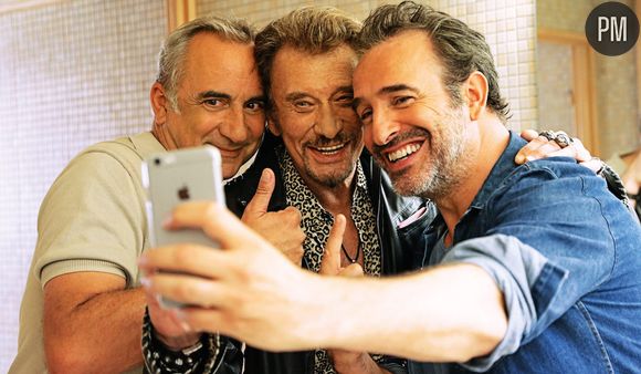 Johnny Hallyday avec Antoine Duléry et Jean Dujardin dans "Chacun sa vie" de Claude Lelouch