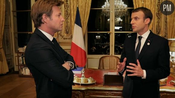 Laurent Delahousse et Emmanuel Macron