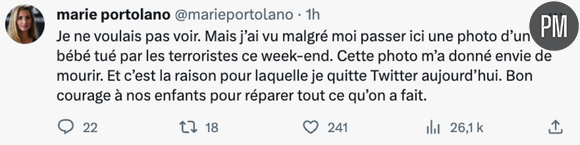 Marie Portolano annonce son retrait de X, le nouveau nom de Twitter.