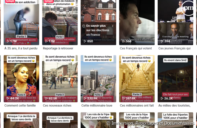 Chaîne Immersion, Reportages et Documentaires, sur TikTok