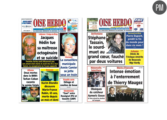 Deux images de Une de l'hebdomadaire "Oise Hebdo" (Télérama)