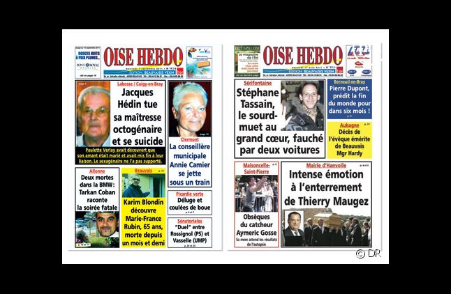 Deux images de Une de l'hebdomadaire "Oise Hebdo" (Télérama)
