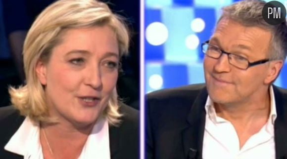 Marine Le Pen et Laurent Ruquier, sur le plateau de "On n'est pas couché".