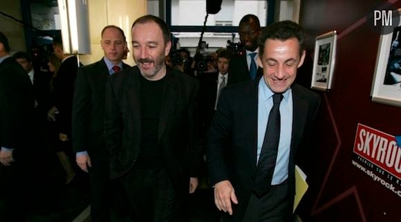 Pierre Bellanger et Nicolas Sarkozy à Skyrock en 2007