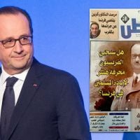 François Hollande grimé en Hitler en Une d'un journal marocain