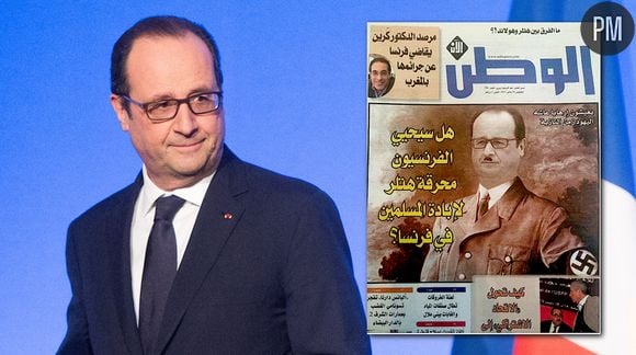 François Hollande en Hitler en Une d'un journal marocain