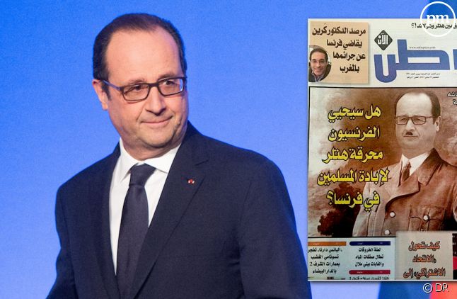 François Hollande en Hitler en Une d'un journal marocain
