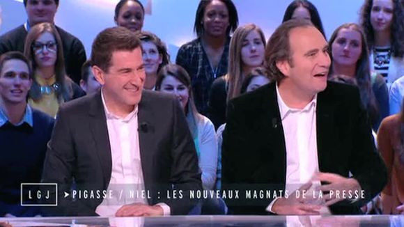 Matthieu Pigasse et Xavier Niel dans "Le Grand Journal" de Canal+.