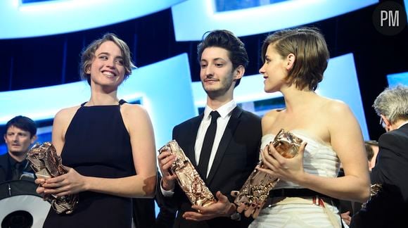 Adèle Haenel, Pierre Niney et Kristen Stewart lors de la 40ème Cérémonie des César