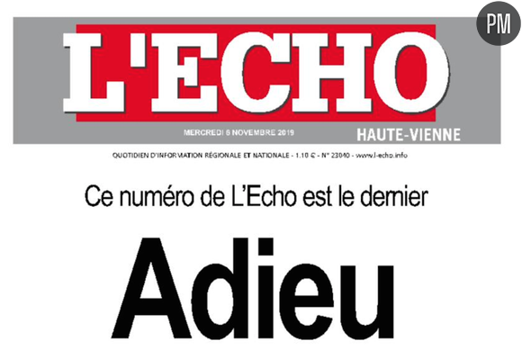 La dernière Une de "L'Echo"