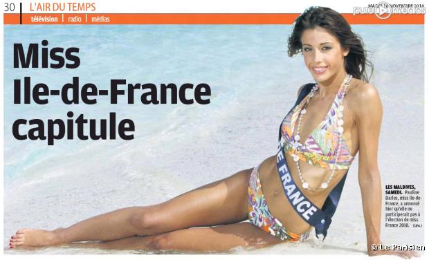 "Le Parisien" révèle que Miss Ile-de-France a rendu son écharpe