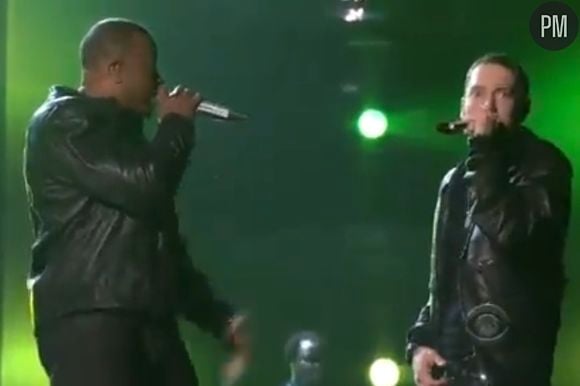 Dr Dre et Eminem sur la scène des Grammy Awards 2011