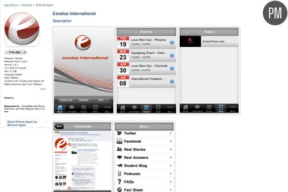 L'application mise en ligne par Exodus