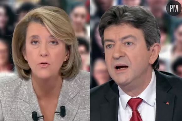 Arlette Chabot et Jean-Luc Melenchon le 7 avril 2011 sur France 2