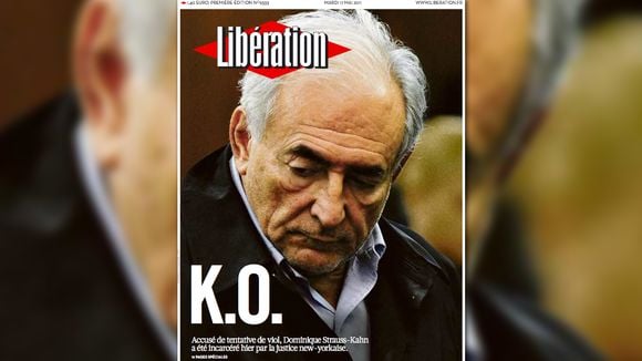 DSK "K.O." à la Une de Libération mardi