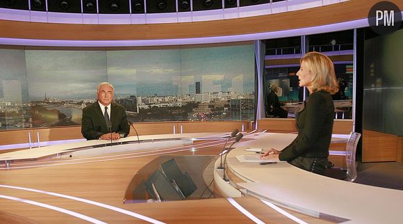 Dominique Strauss-Kahn face à Claire Chazal au JT de TF1, le 18 septembre 2011.