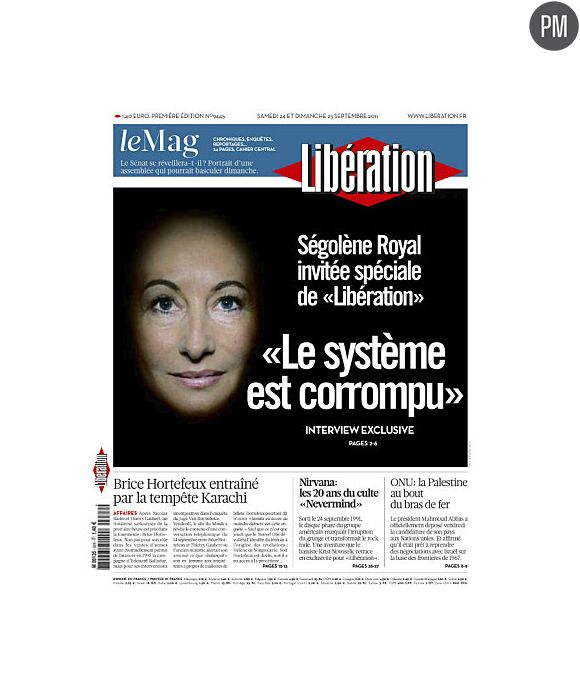 Ségolène Royal à la Une de "Libération" le samedi 24 septembre 2011