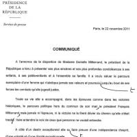 Décès de Danielle Mitterrand : L'hommage de l'Elysée rempli de fautes d'orthographe