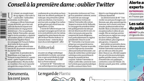 Le journal "Le Monde" conseille à Valérie Trierweiler de lâcher Twitter et son job de journaliste