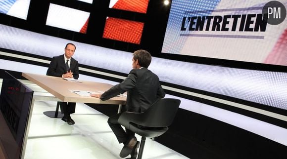 François Hollande et David Pujadas hier soir sur France 2