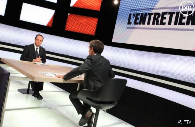 François Hollande et David Pujadas hier soir sur France 2