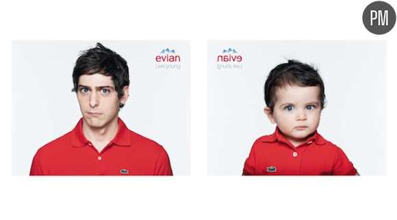 La campagne de pub d'Evian "Baby & me" se décline en affichage.