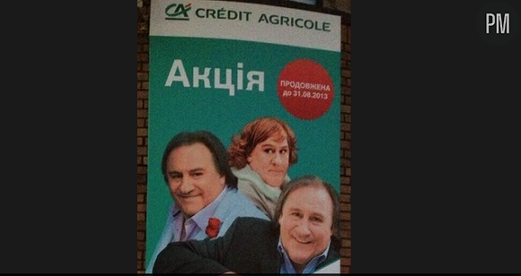 Gérard Depardieu dans une campagne pour le Crédit Agricole en Ukraine