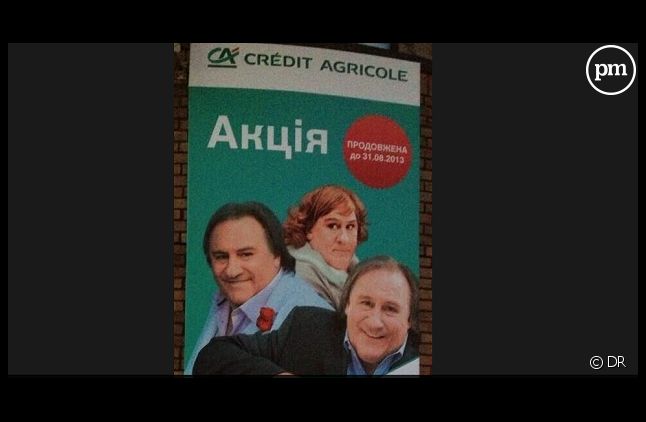 Gérard Depardieu dans une campagne pour le Crédit Agricole en Ukraine