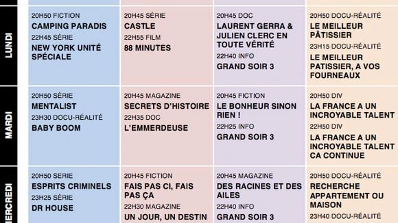 Tous les programmes de la télé du 9 au 15 novembre