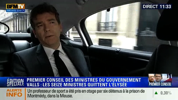 Premier Conseil des ministres : BFMTV s'invite dans la voiture d'Arnaud Montebourg