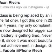 Quinze jours après sa mort, Joan Rivers fait la pub de l'iPhone 6 sur Facebook