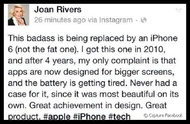 Le message de Joan Rivers sur Facebook