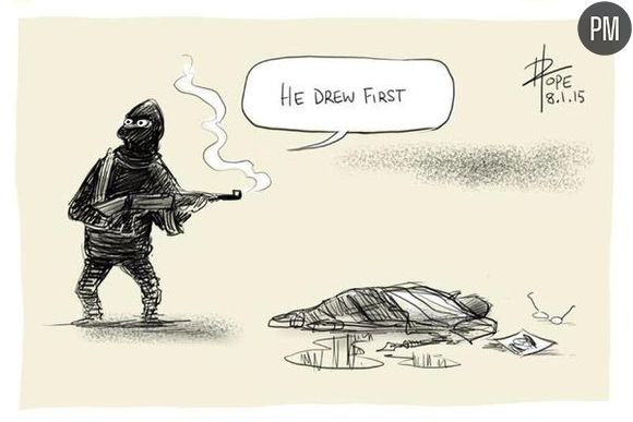 Hommage à Charlie Hebdo signé David Pope