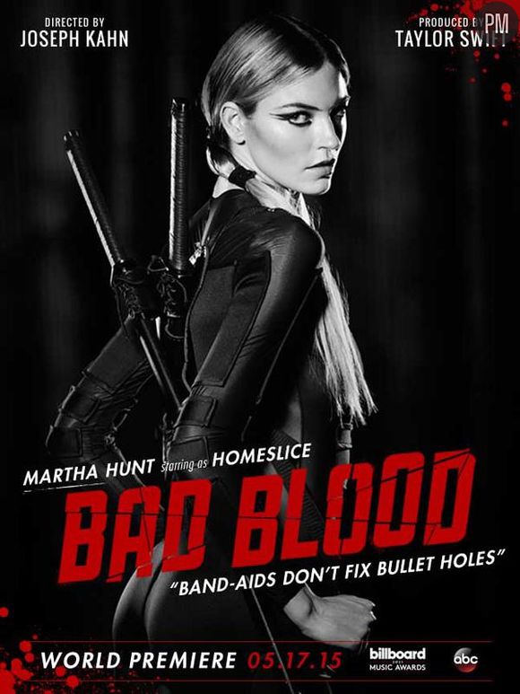 Martha Hunt sur l'affiche "Bad Blood" de Taylor Swift