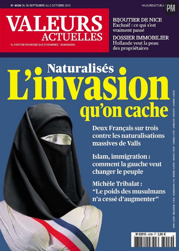 La Une de "Valeurs Actuelles" avec Marianne voilée.